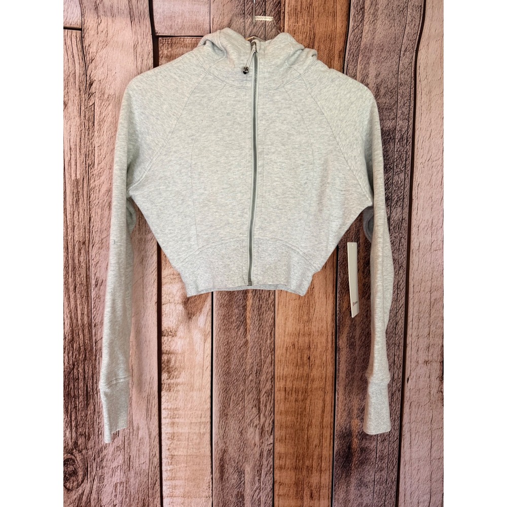 Lululemon Scuba Full-Zip Cropped Hoodie Heather Gray Athleisure Size 2 NWT